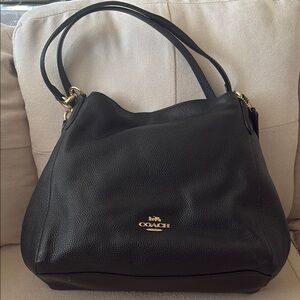 Coach Black Leather Hobo Bag with Gold Accents New with tag